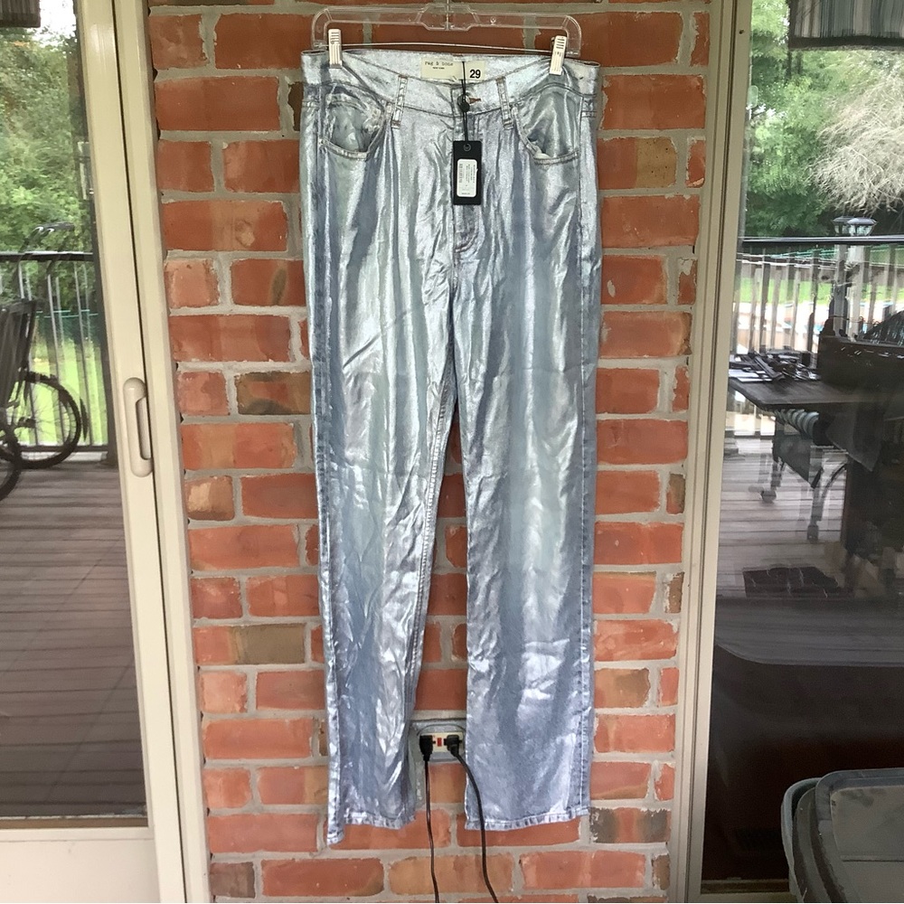 Rag and Bone Alex Luna Silver high rise metallic jeans size 29